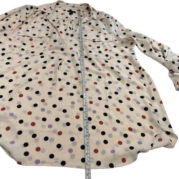 ANN Taylor Beige Polka Dot Polyester Blouse Size L - Picture 11 of 11
